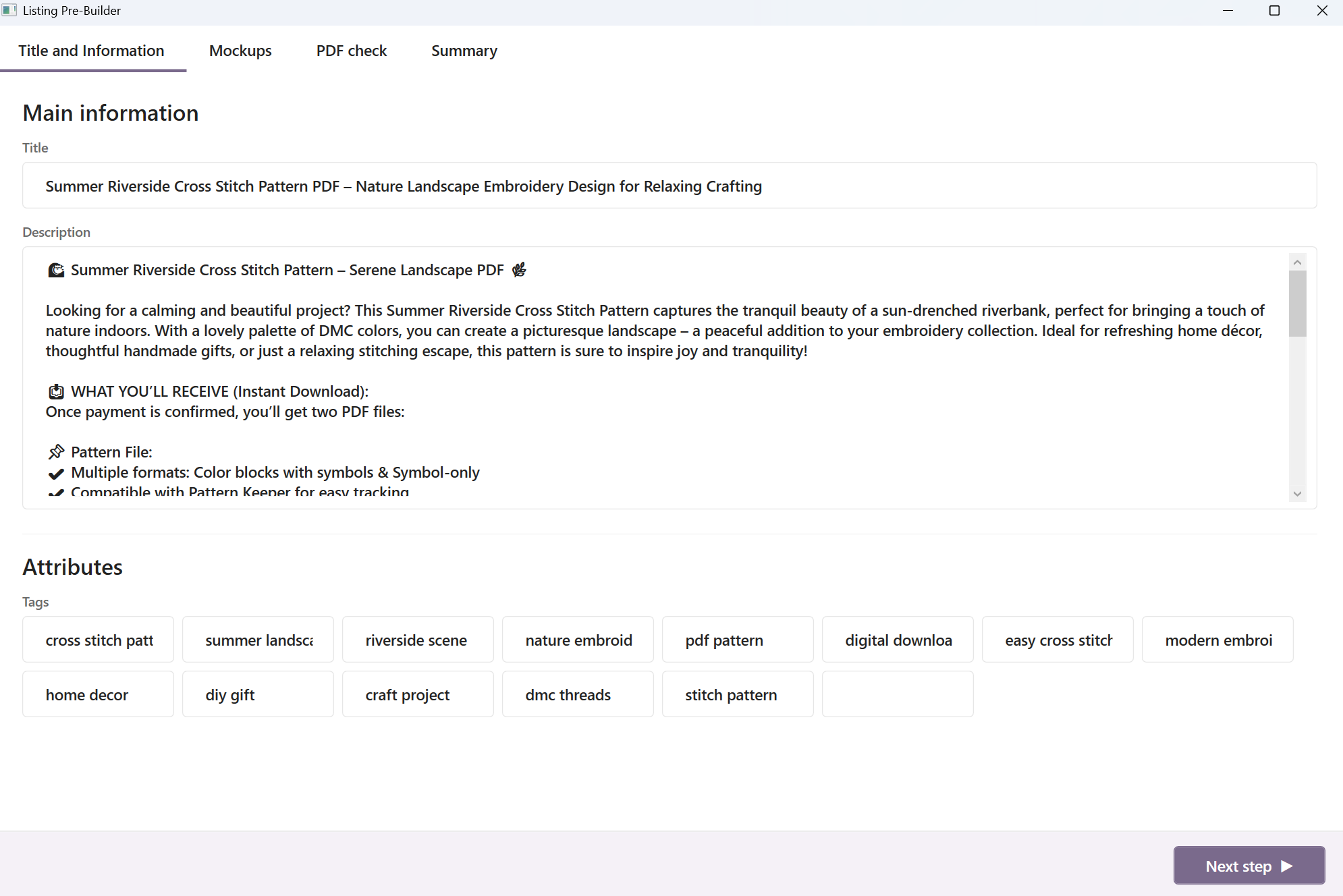 Title, description and tags generated by the Gemini API